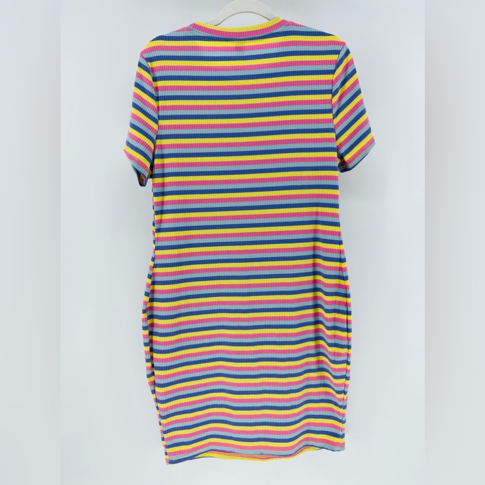 Shein Pastel Rainbow Stripe Stretch Ribbed Knit Butterfly Dress, Women's 2X - Picture 4 of 6